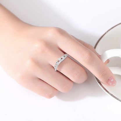 Crystal & Cubic Zirconia Thin Band Ring-2
