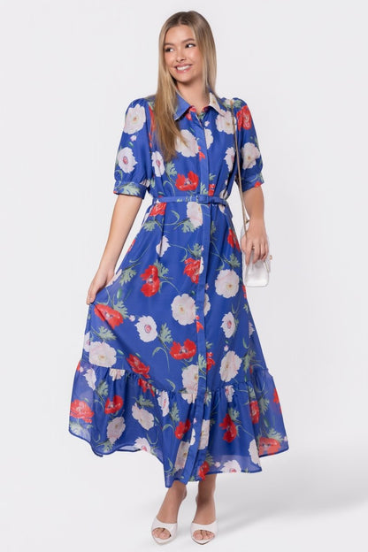 Rosalie Dress (Blue Flower)