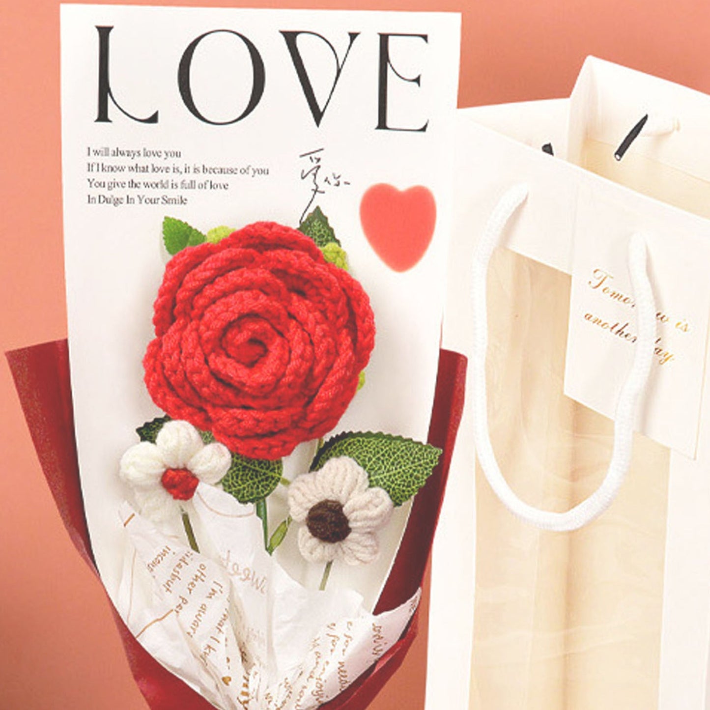 Crochet Rose Bouquet Romantic Gift for Girlfriend or Mothers Day