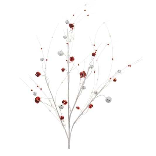 Melrose International Glittered Sleigh Bell Berry Twig Spray (Set of 2)