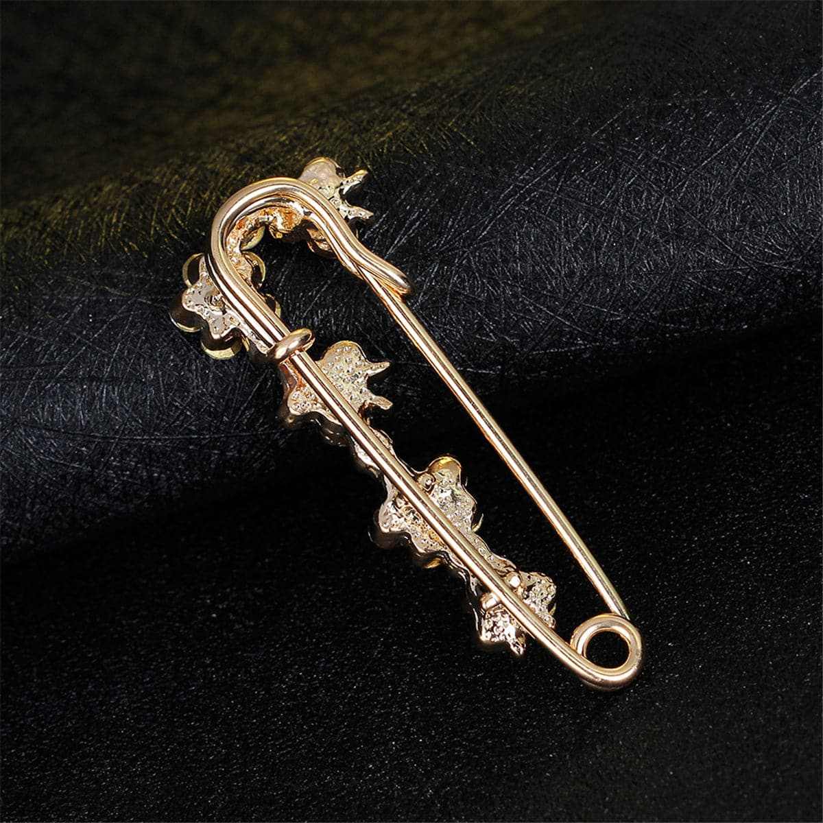 Cubic Zirconia & Goldtone Linking Butterfly Pin Brooch