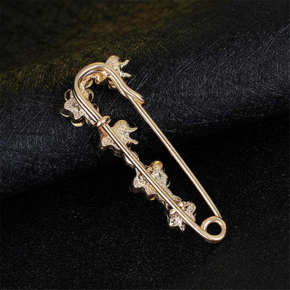 Cubic Zirconia & Goldtone Linking Butterfly Pin Brooch