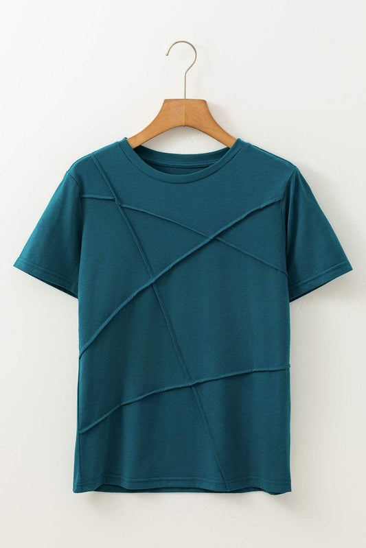 Threaded Pear Galilea Toothpick Stripe Round Neck Top