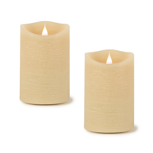 Melrose International Cream Simplux LED Designer Wax Candle with Remote (Set of 2)