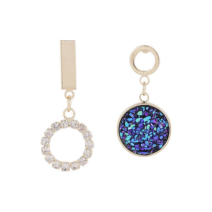 Cubic Zirconia & Blue Resin Goldtone Mismatch Drop Earrings