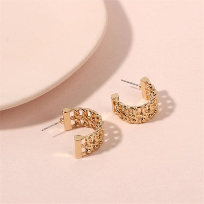 Goldtone Weaving Huggie Earrings
