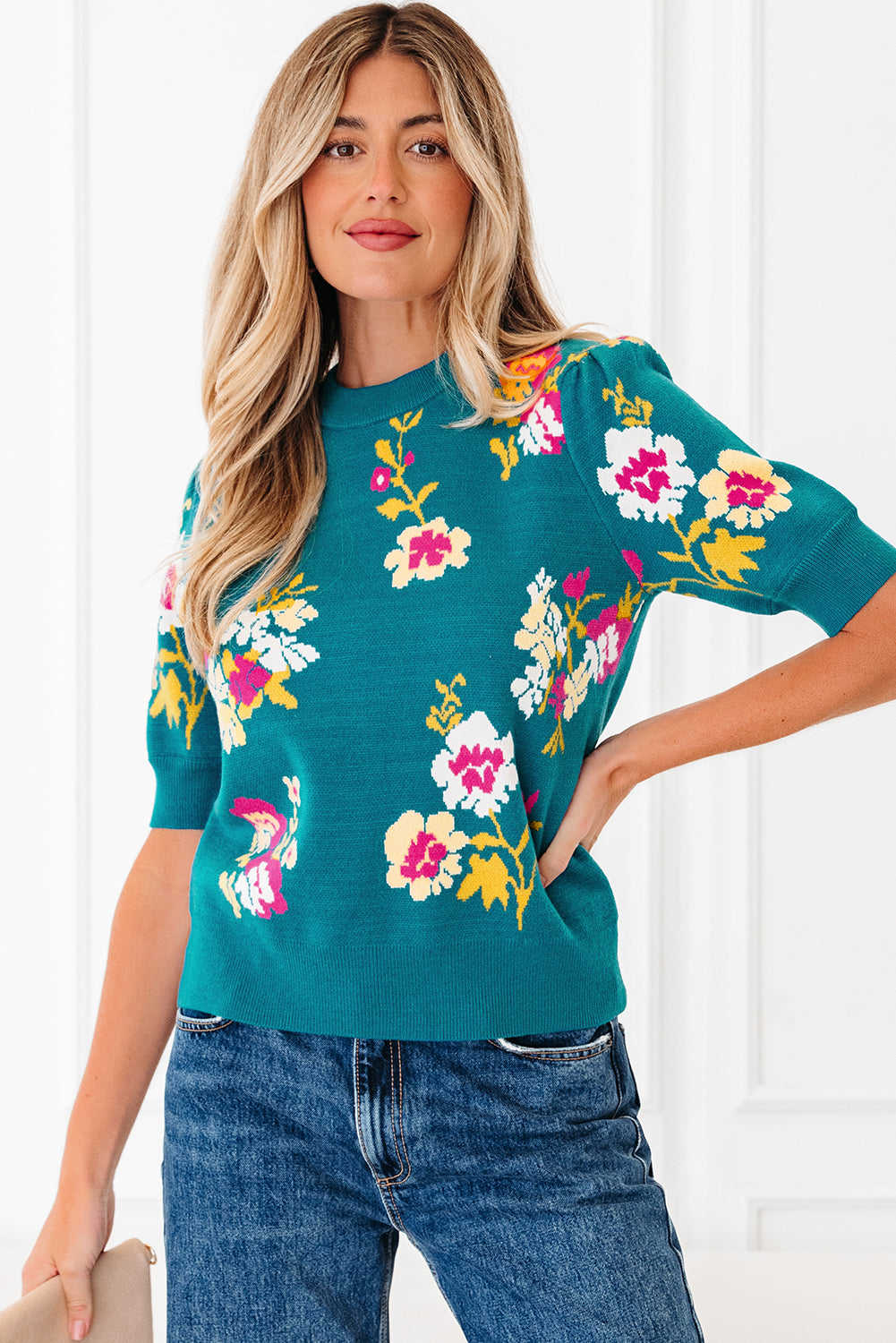 Joelle Sleeve Knitted Top - Blue / L - 12/14