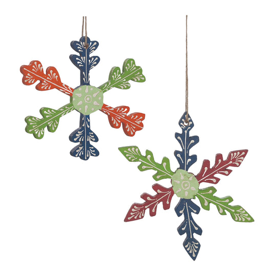 Melrose International Wood Snowflake Ornament (Set of 6)