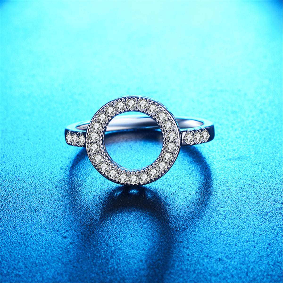 Cubic Zirconia & Silvertone Open Round Ring-6