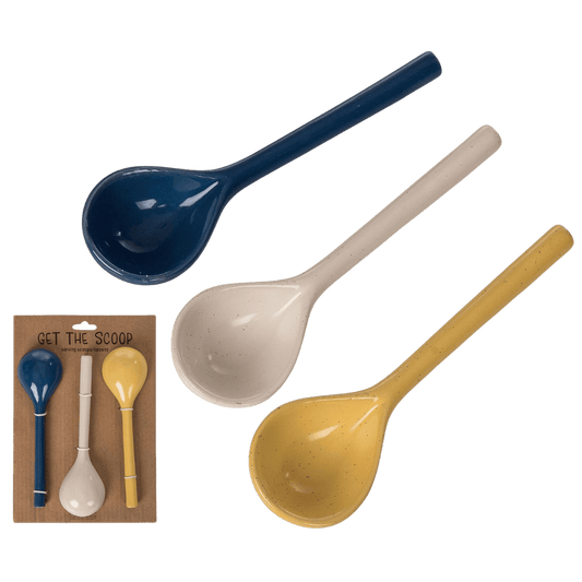 Ceramic Citrus Indigo Spoons Set of 3 Colorful Home Decor for Spring Kitchen and Dining
