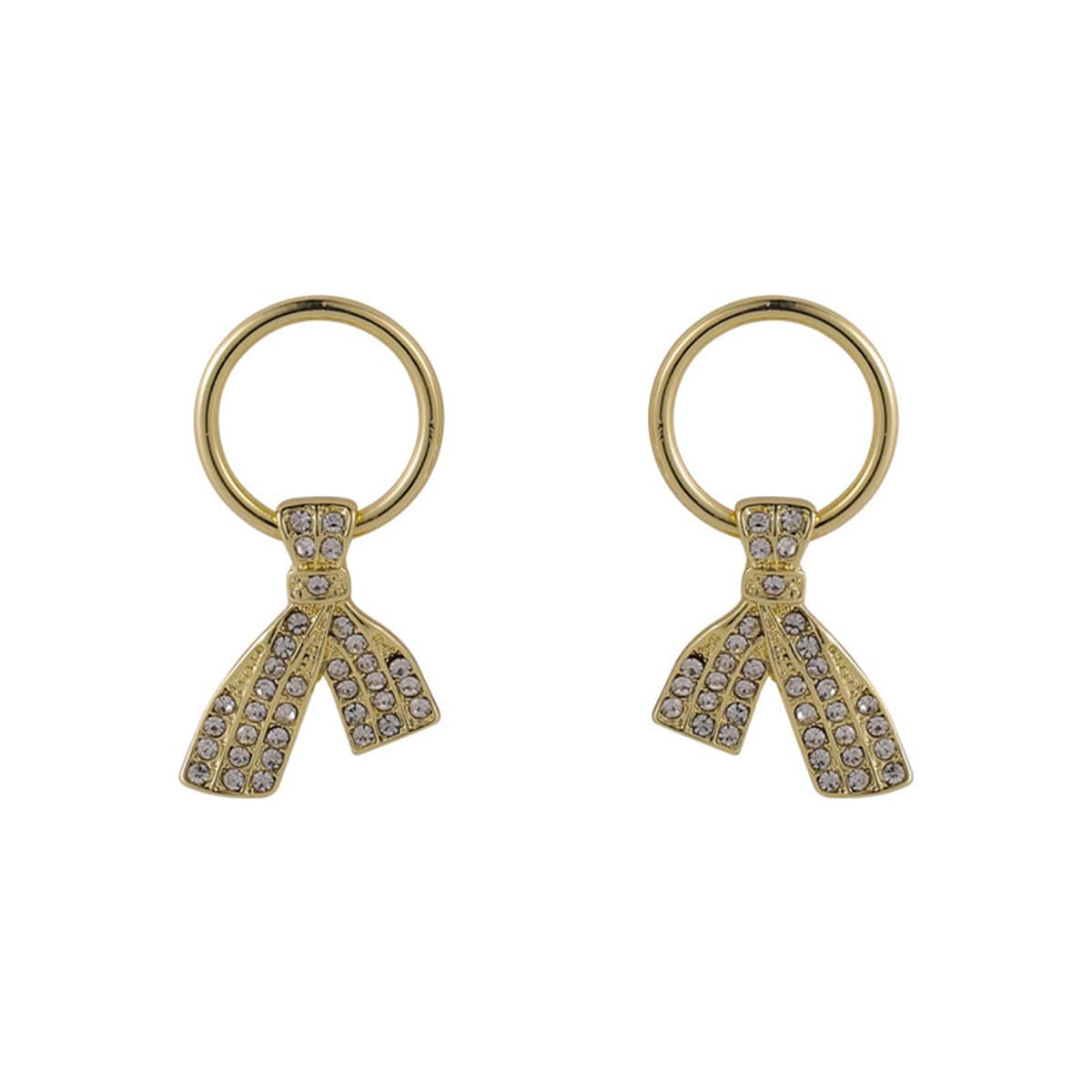 Cubic Zirconia & Goldtone Ties Stud Earrings