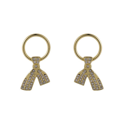 Cubic Zirconia & Goldtone Ties Stud Earrings