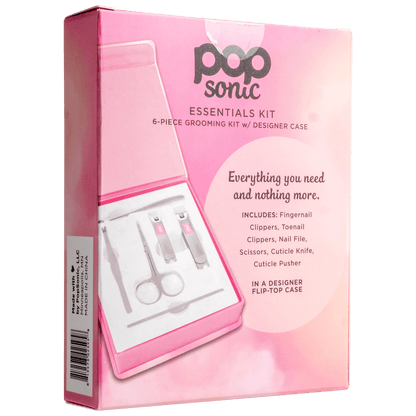 Pop Sonic 6-Piece Nail Kit & Case Set (White Marble)