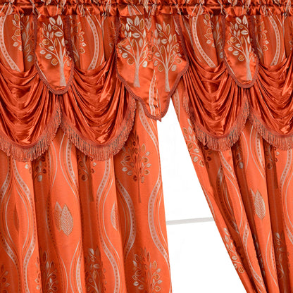 Elegant Comfort Set of 2 Aurora Curtain Panels- Attached Valance - Rod Pocket- 54" W x 84" L