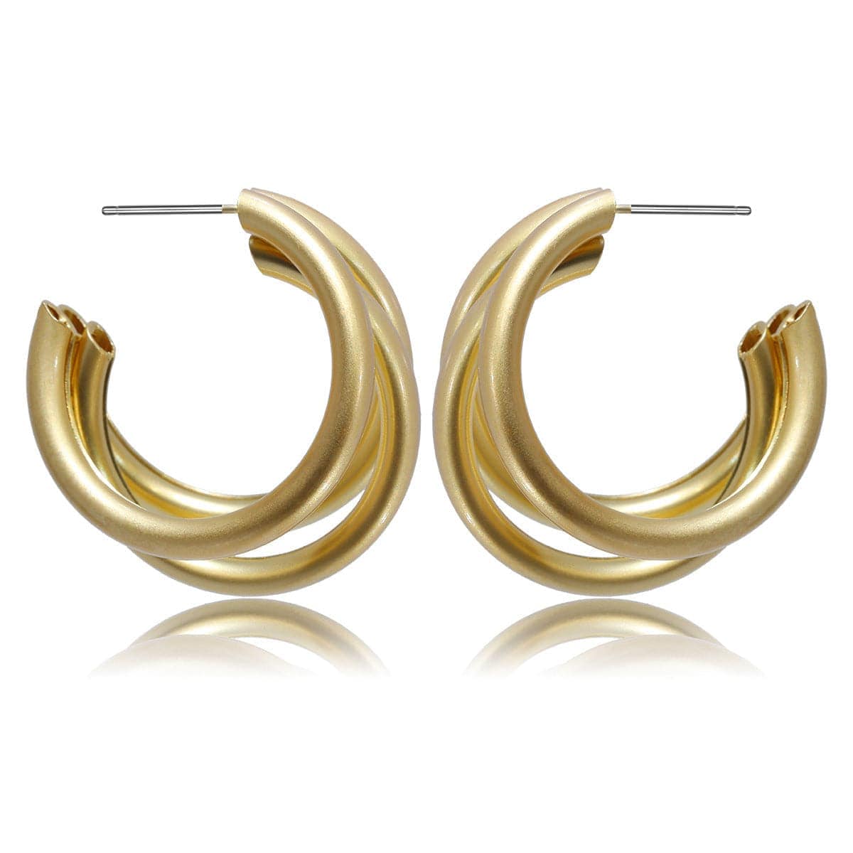 Goldtone Tri-Ring Hoop Earrings