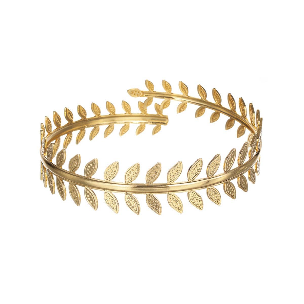 Goldtone Leaves Bypass Arm Cuff