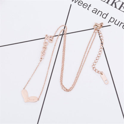 Rose Goldtone 'Love' Heart Pendant Necklace