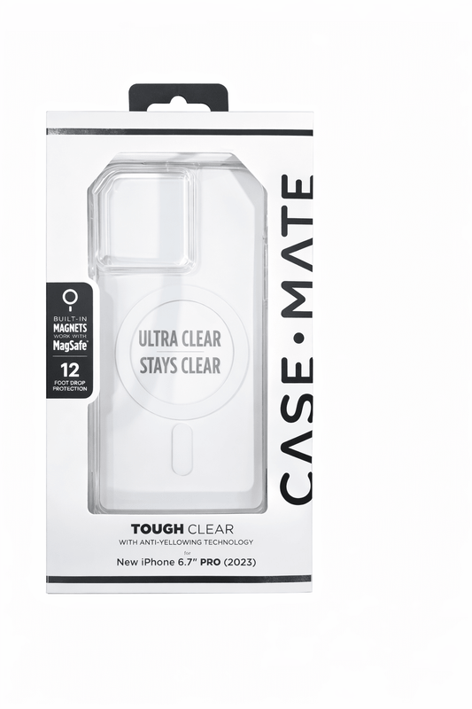 Case-Mate Tough Iphone 15 Pro Max Case - Clear [12ft Drop Protection] [Compatible with Magsafe] Magnetic Phone Case for Iphone 15 Pro Max 6.7", Shockproof Cover with Anti Yellowing, Anti Scratch Tech