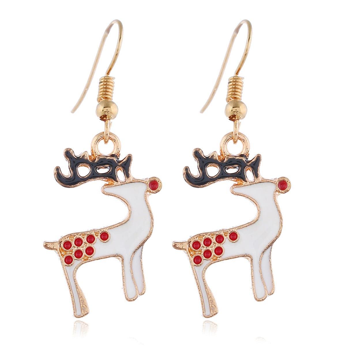 White Enamel & Goldtone Reindeer Jewelry Set