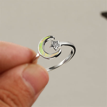 Opal & Cubic Zirconia Celestial Bypass Ring-1