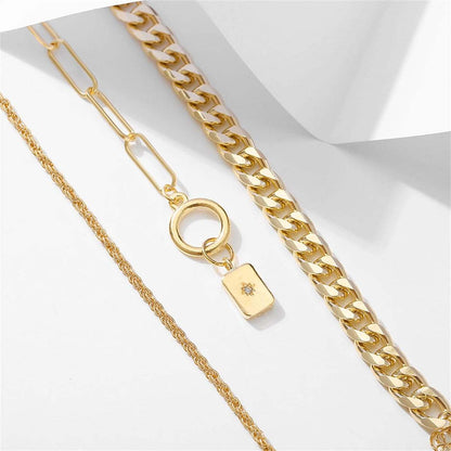 Cubic Zirconia & Goldtone Cable Chain Toggle Bracelet Set