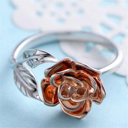 Two-tone Flower Bypass Ring