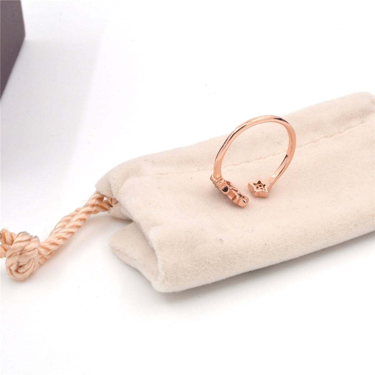 Cubic Zirconia & Rose Goldtone Star Adjustable Ring