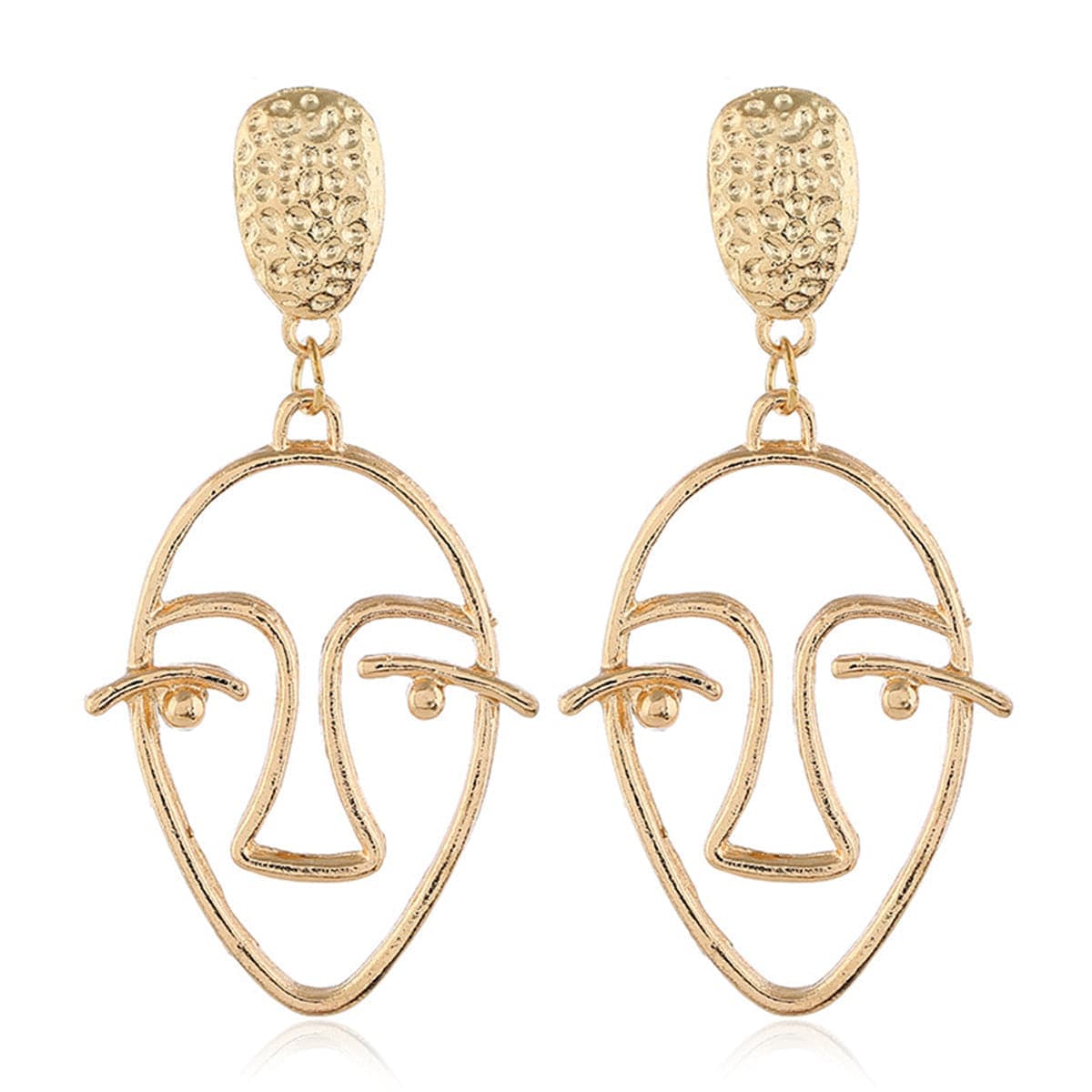 Goldtone Hollow Face Drop Earrings