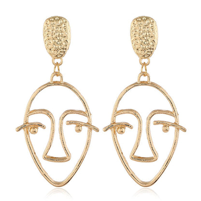 Goldtone Hollow Face Drop Earrings
