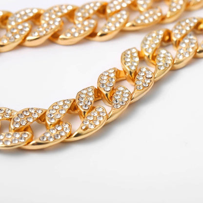 Cubic Zirconia & Goldtone Curb Chain Choker Necklace