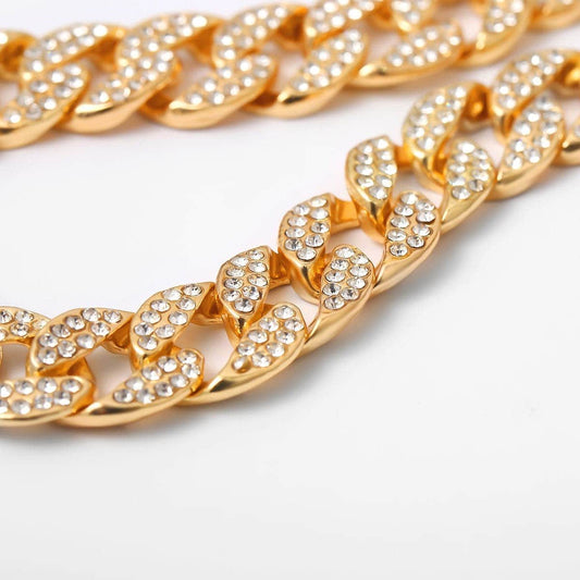 Cubic Zirconia & Goldtone Curb Chain Choker Necklace