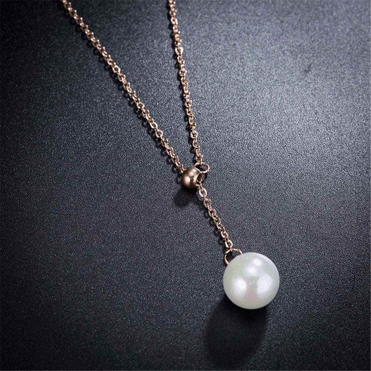 Pearl & Rose Goldtone Lariat Necklace