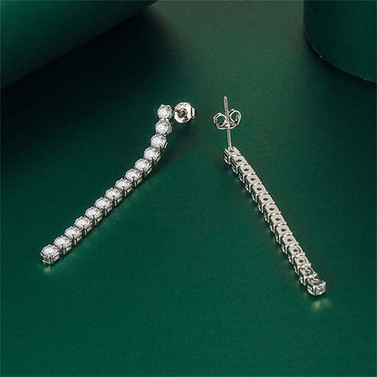 Clear Cubic Zirconia & Silvertone Tassel Drop Earrings