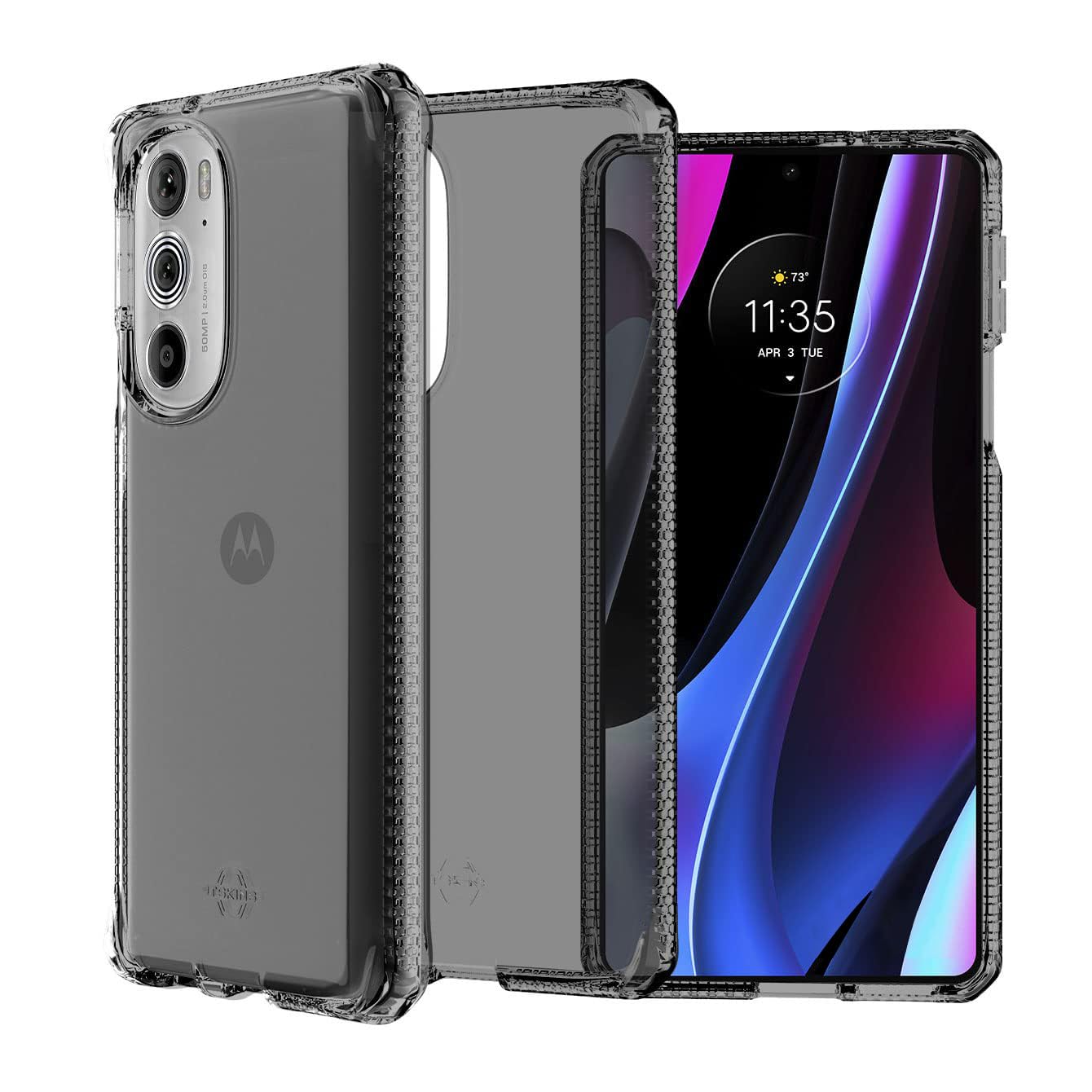 Itskins Spectrum // Clear Protective Phone Case Compatible with Moto Edge+ (2022), Slim Hybrid Case, Anti-Yellowing, and Heavy Duty Shockproof Cover, Military Phone Case - Smoke