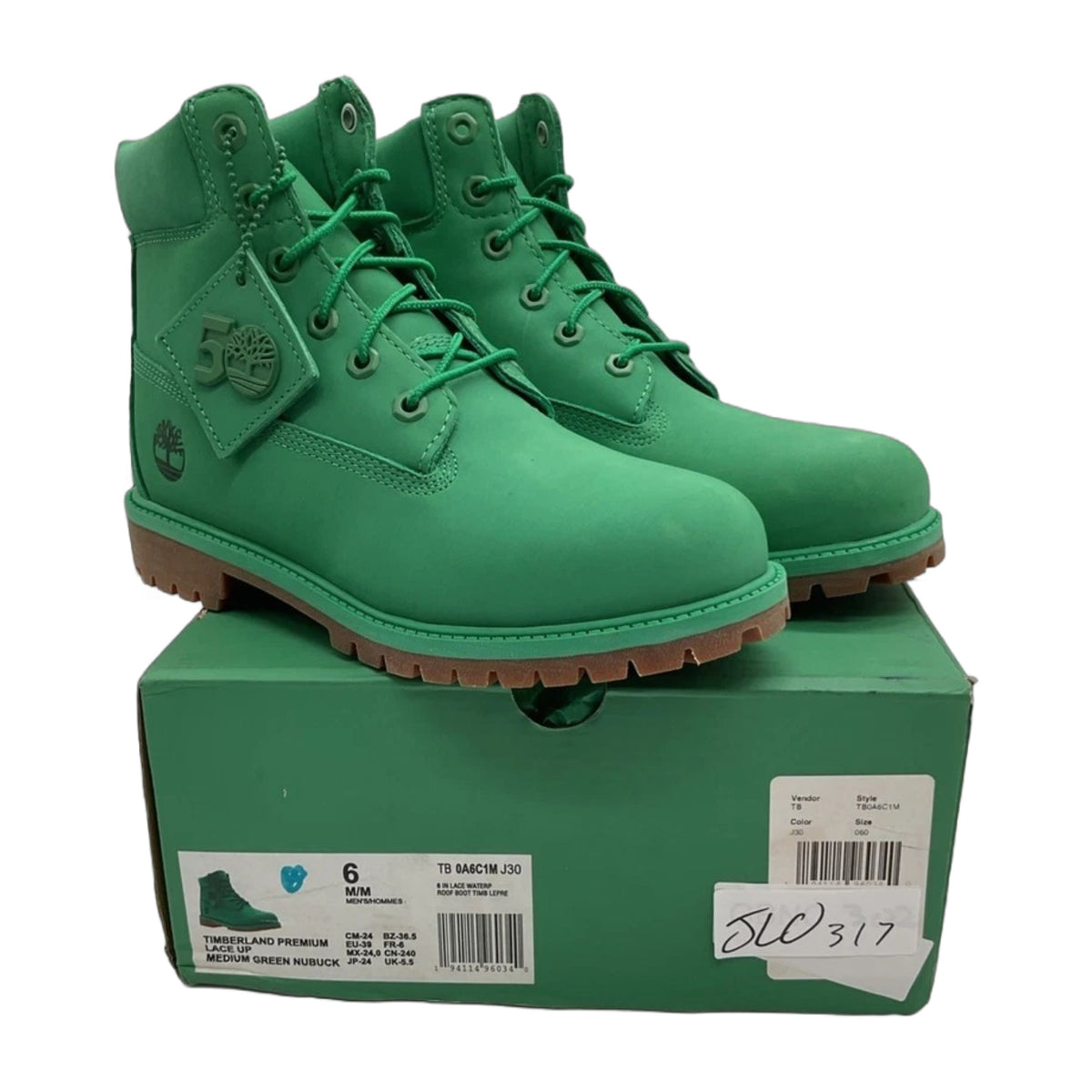 TIMBERLAND 6 Inch Green Black Shearling GS Kids Youth Junior TB0A2MY3001 Boot