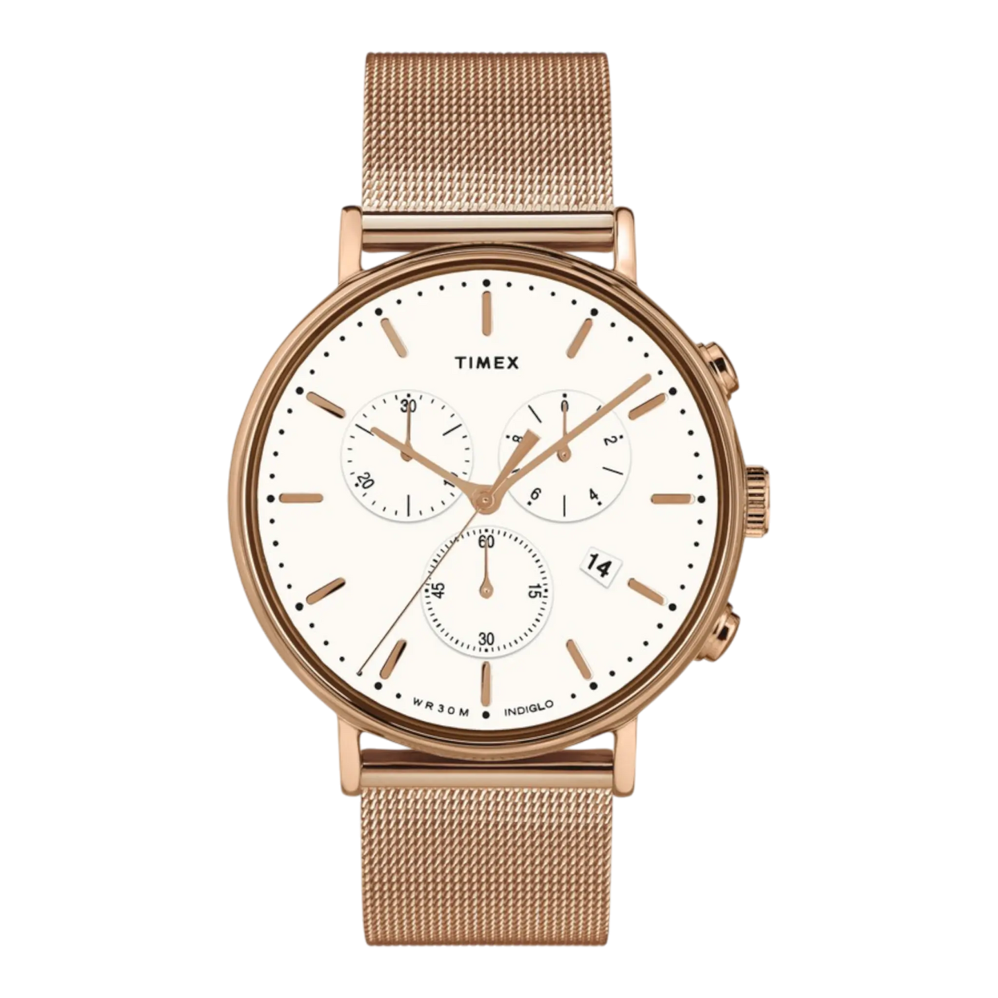 Timex Fairfield Chronograph 41mm Men Watch Rose-Gold-Tone/White