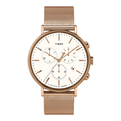 Timex Fairfield Chronograph 41mm Men Watch Rose-Gold-Tone/White
