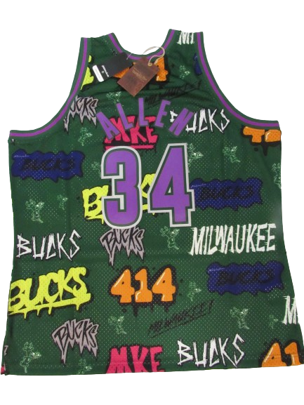 Men's Mitchell & Ness Slap Sticker Swingman Jersey Bucks 2000 Ray Allen