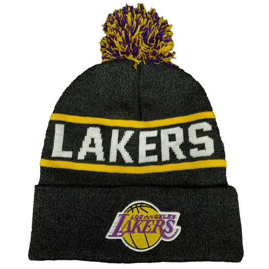 Mitchell & Ness Men's NBA Reload Pom Knit Beanie Lakers Knit Hat