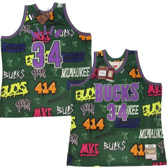 Mitchell & Ness Men's Slap Sticker Swingman Jersey Bucks 2000 Ray Allen Jerseys