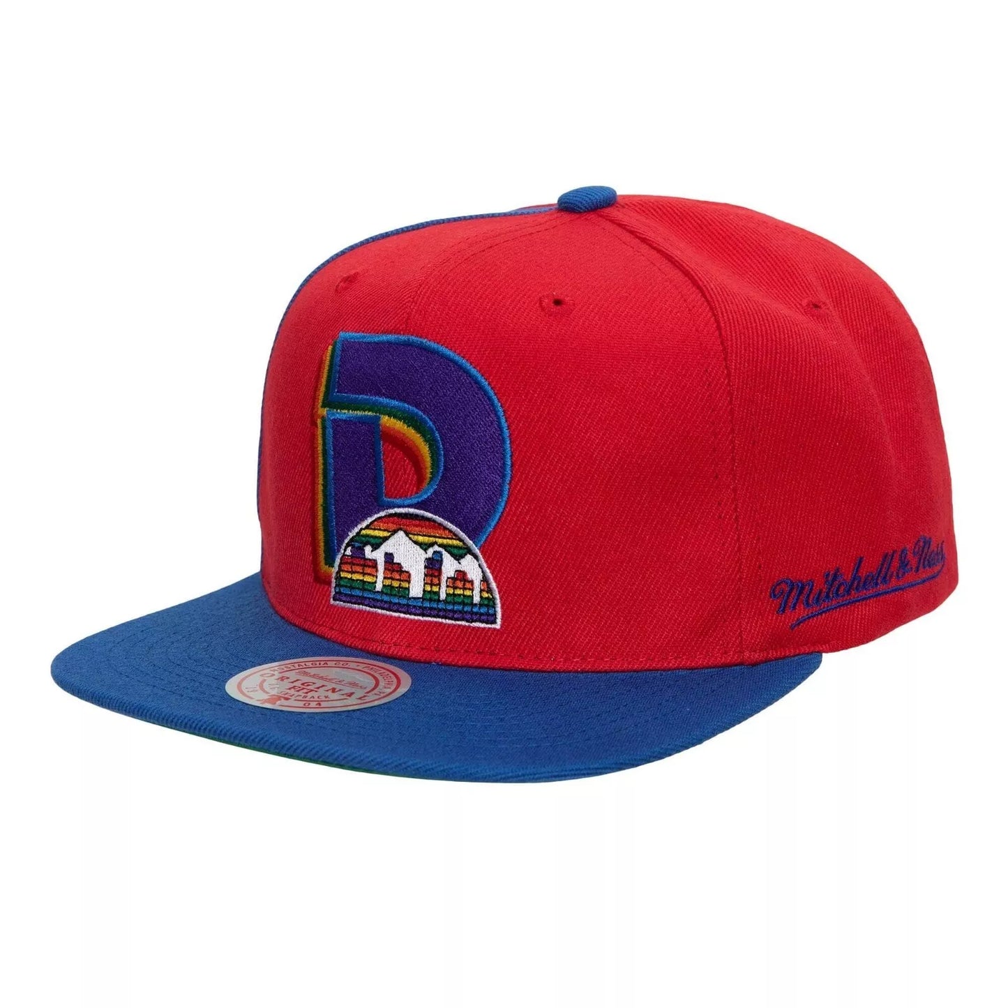 Men's Mitchell & Ness NBA Rear Script Deadstock Snapback Hwc NUGGets - Red-Royal