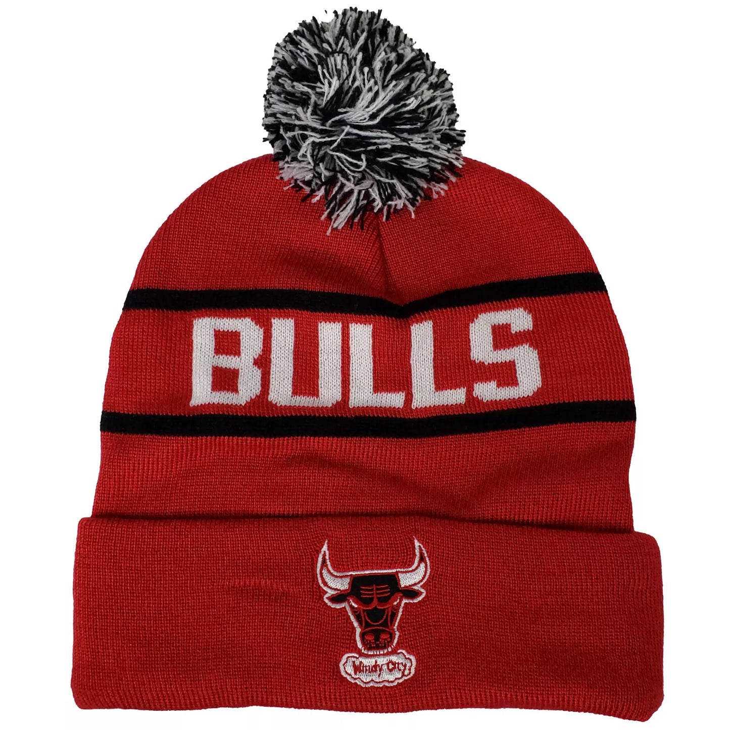 Mitchell & Ness Men's NBA Reload Pom Knit Beanie Bulls Knit Hat