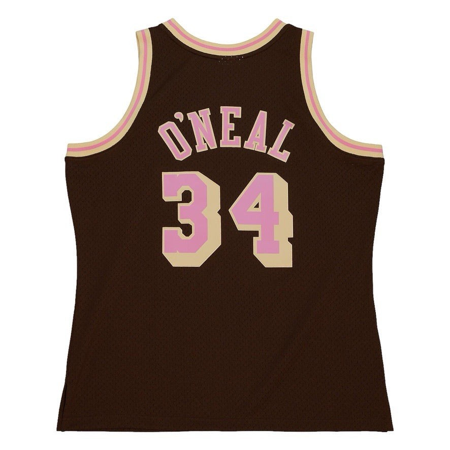 Men's Mitchell & Ness Brown Sugar Bacon Swingman Jersey Lakers 1996 Shaq O'Neal