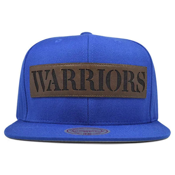 Men's Mitchell & Ness NBA Golden State Warriors Laser Cut Leather Snapback