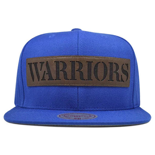 Men's Mitchell & Ness NBA Golden State Warriors Laser Cut Leather Snapback
