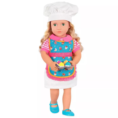 Our Generation 18" Posable Cooking Doll Jenny With Gourmet Kitchen Playset & Storybook Red Playsets