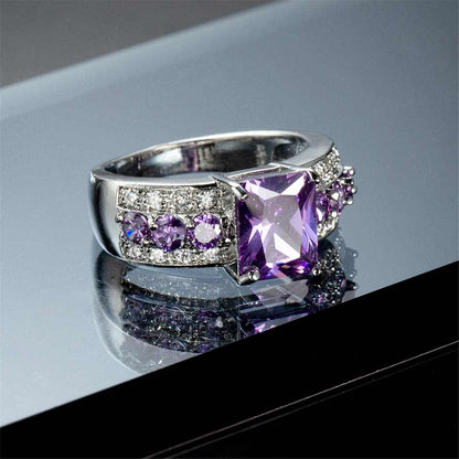 Purple Cubic Zirconia & Crystal Ring-5