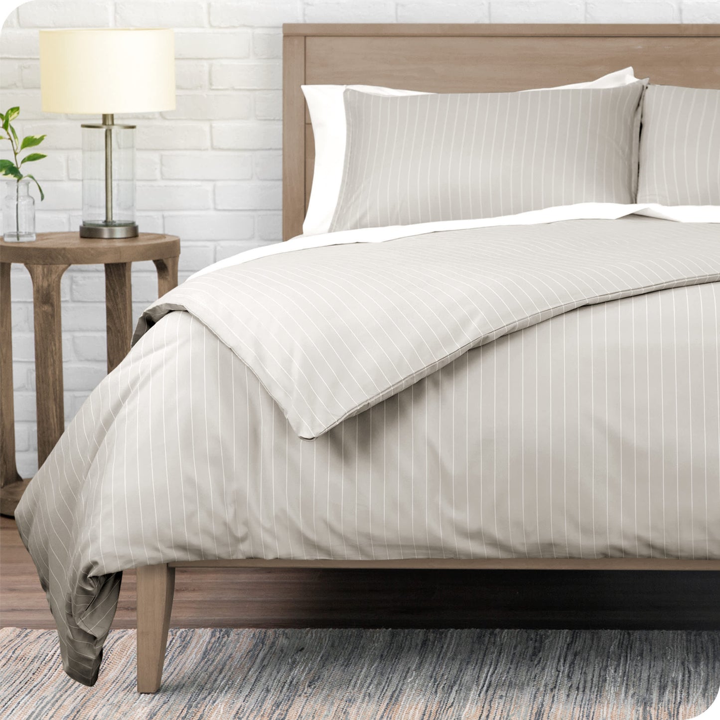 Pinstripe - Stone/White-