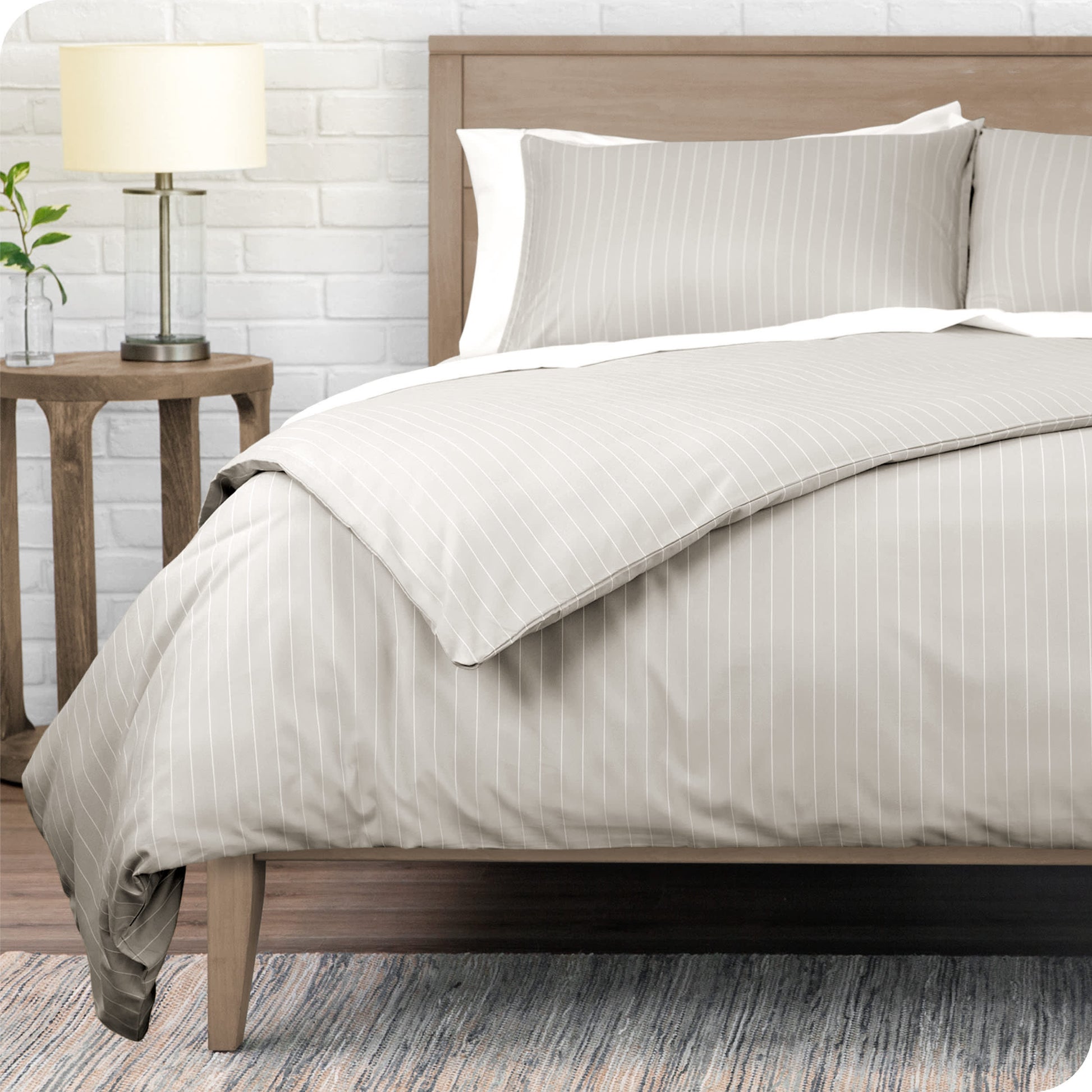 Pinstripe - Stone/White-