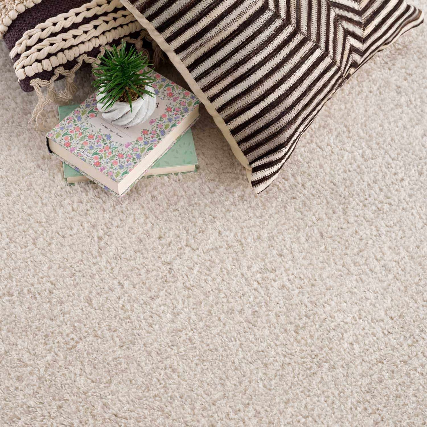 Velora Light Beige Wavy Abstract Modern Minimalist Polyester Machine Woven Area Rug - Clearance